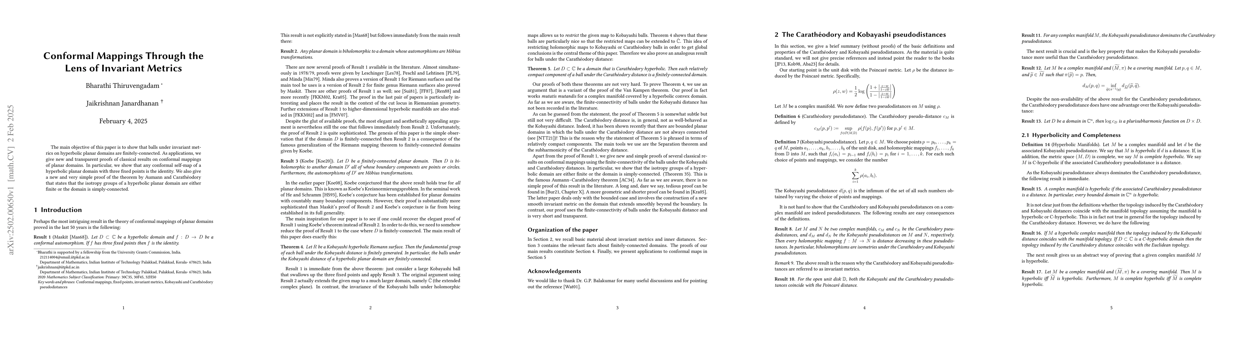 Thumbnail for Conformal Mappings Through the Lens of Invariant Metrics