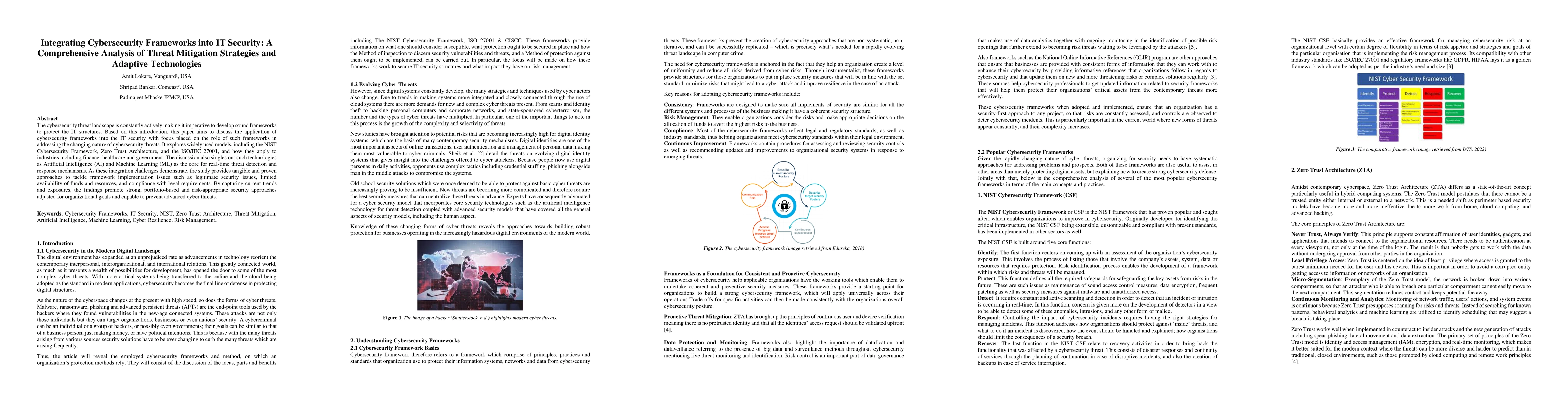 Thumbnail for Integrating Cybersecurity Frameworks into IT Security: A Comprehensive
  Analysis of Threat Mitigation Strategies and Adaptive Technologies
