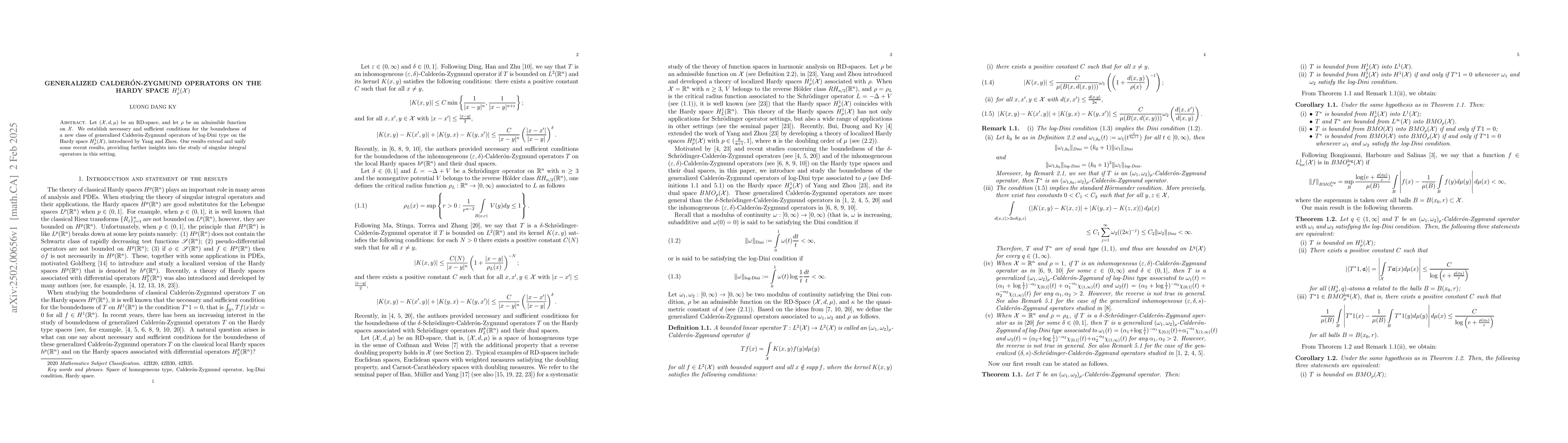 Thumbnail for Generalized Calderón-Zygmund operators on the Hardy space
  $H^1_ρ(\mathcal X)$