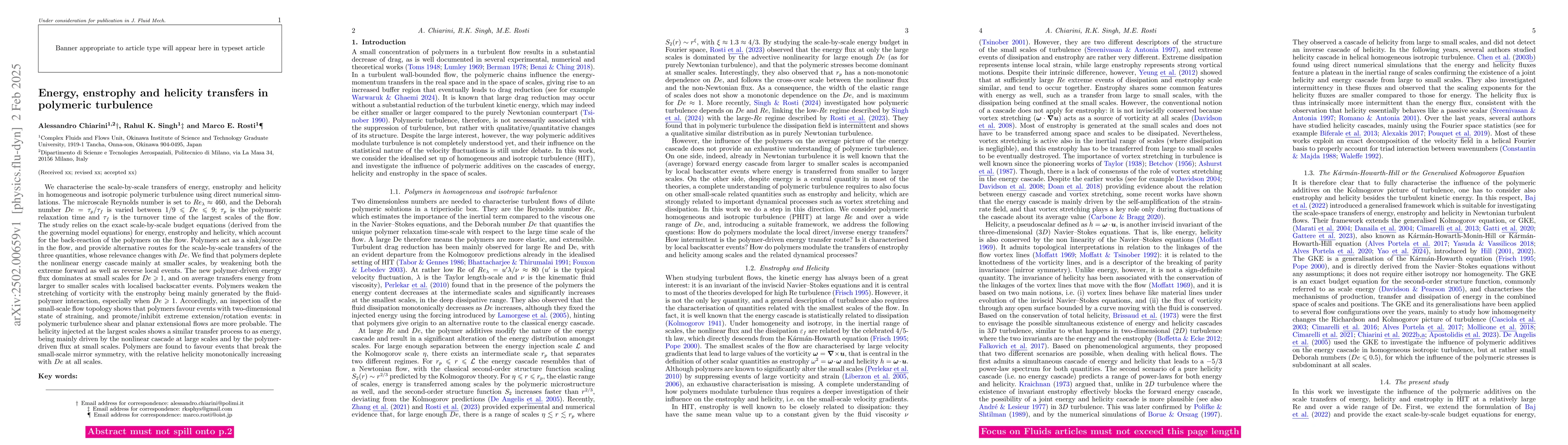 Thumbnail for Energy, enstrophy and helicity transfers in polymeric turbulence
