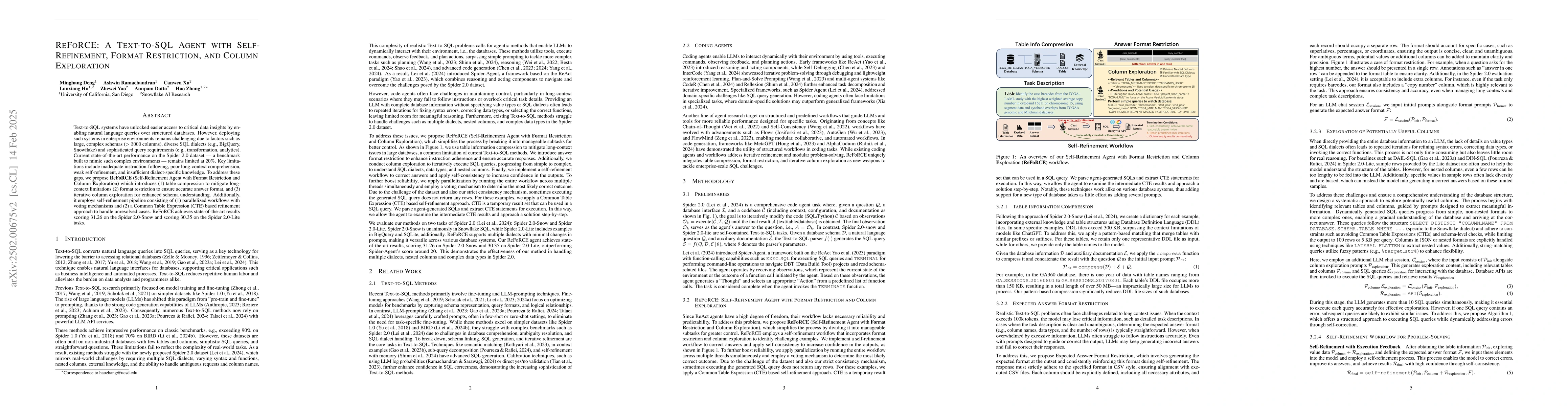 Thumbnail for ReFoRCE: A Text-to-SQL Agent with Self-Refinement, Format Restriction,
  and Column Exploration