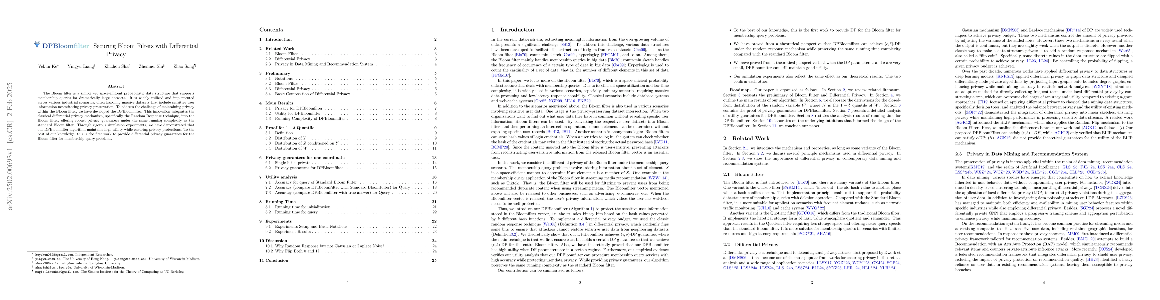 Thumbnail for DPBloomfilter: Securing Bloom Filters with Differential Privacy