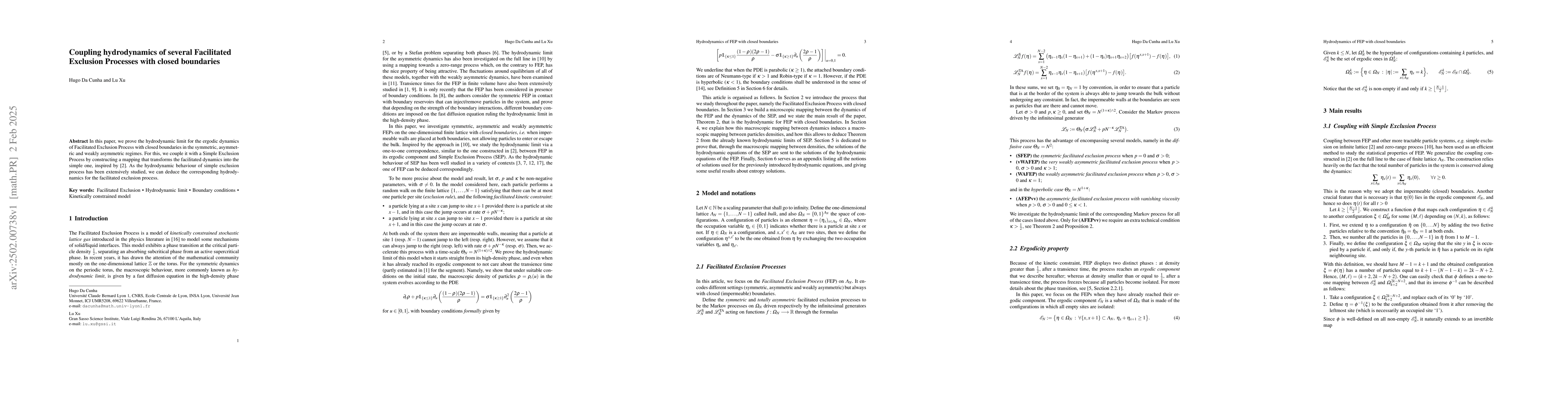 Thumbnail for Coupling hydrodynamics of several Facilitated Exclusion Processes with
  closed boundaries