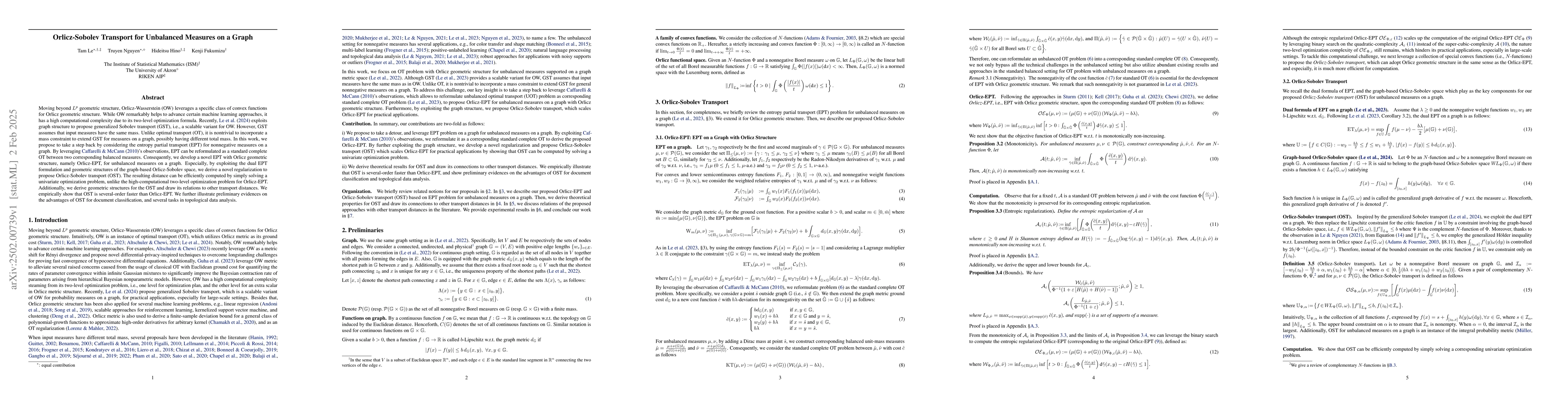 Thumbnail for Orlicz-Sobolev Transport for Unbalanced Measures on a Graph