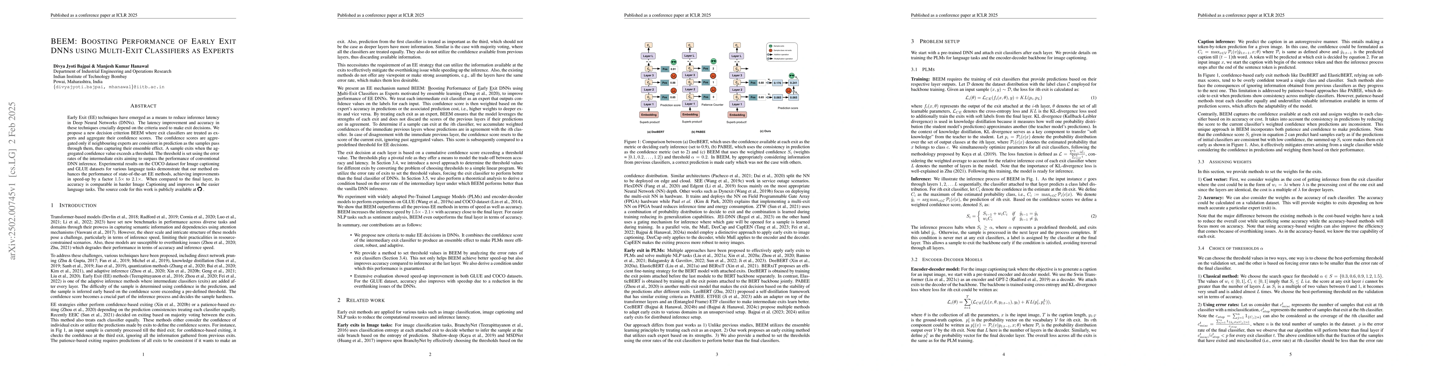 Thumbnail for BEEM: Boosting Performance of Early Exit DNNs using Multi-Exit
  Classifiers as Experts