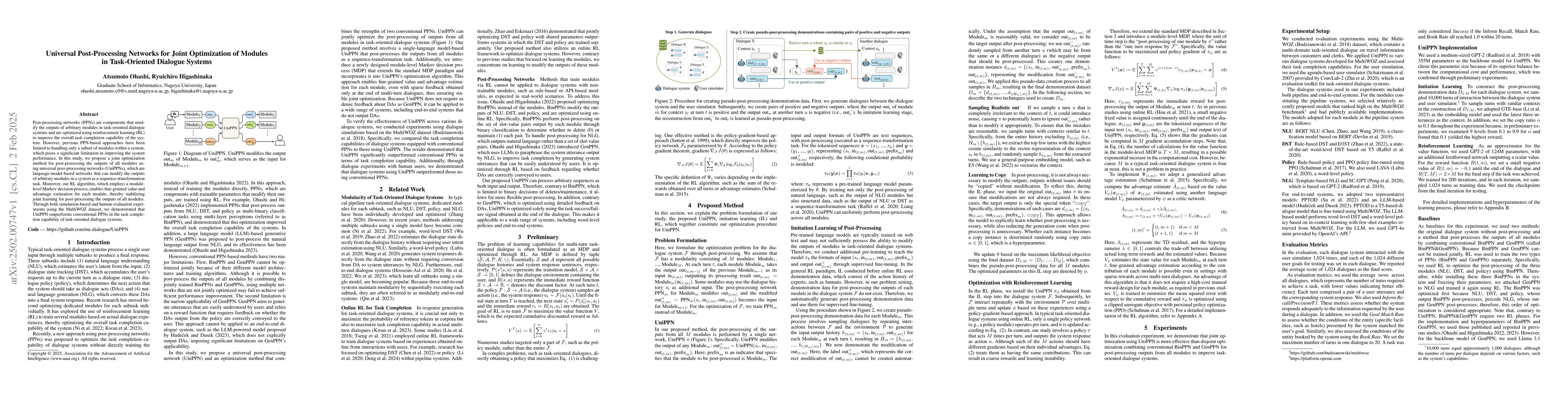 Thumbnail for Universal Post-Processing Networks for Joint Optimization of Modules in
  Task-Oriented Dialogue Systems