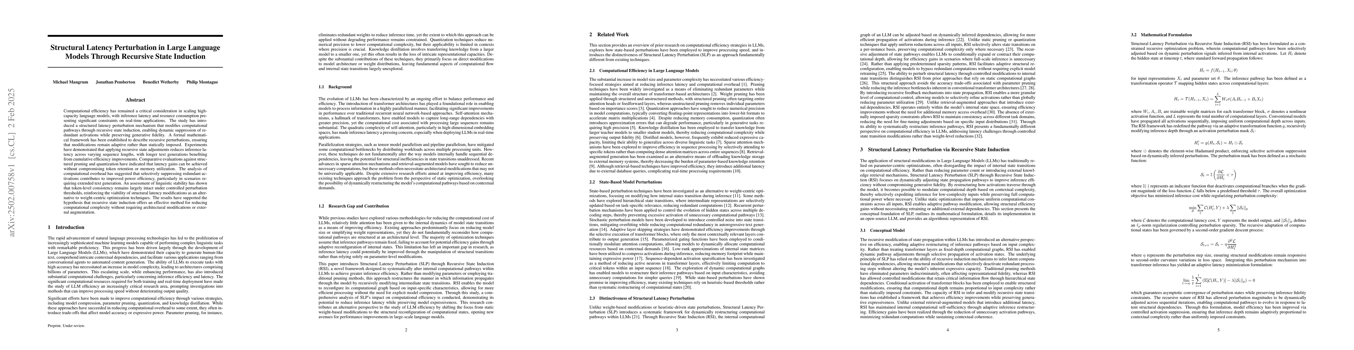 Thumbnail for Structural Latency Perturbation in Large Language Models Through
  Recursive State Induction