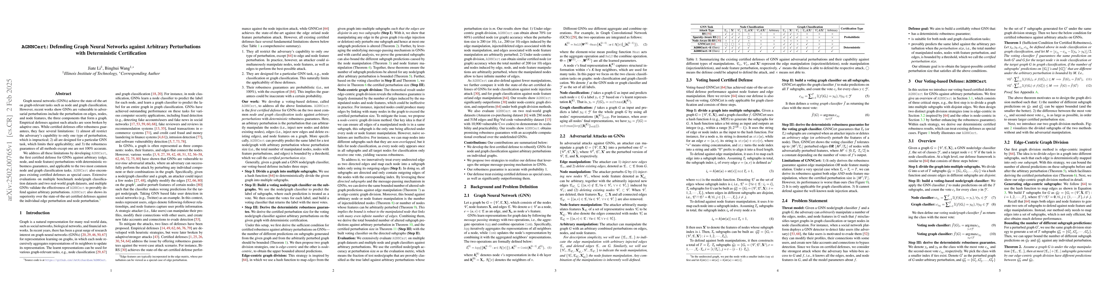Thumbnail for AGNNCert: Defending Graph Neural Networks against Arbitrary
  Perturbations with Deterministic Certification