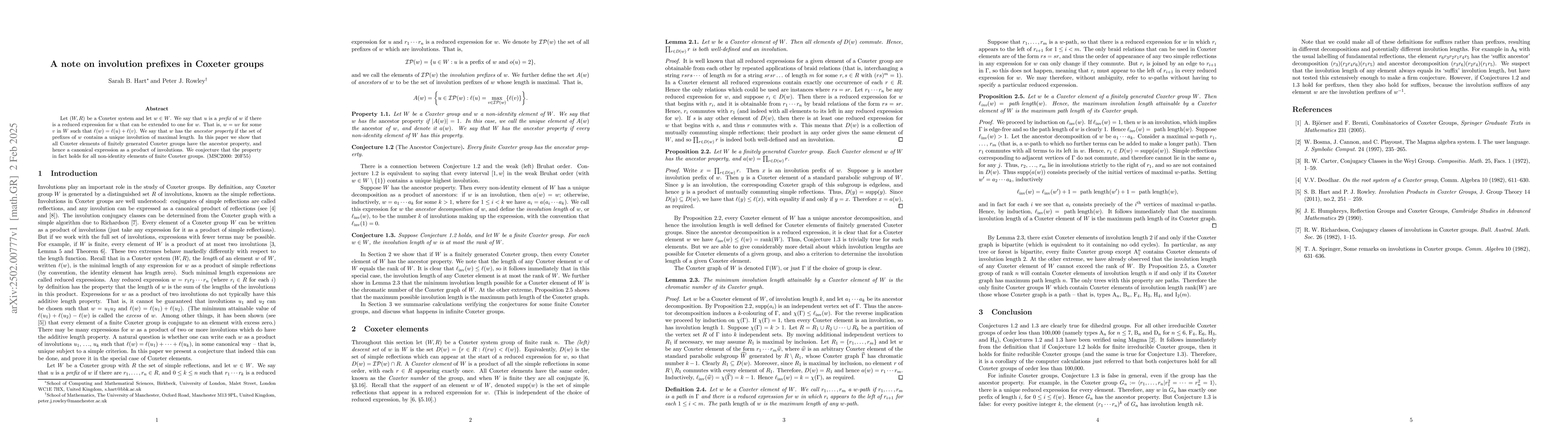 Thumbnail for A note on involution prefixes in Coxeter groups