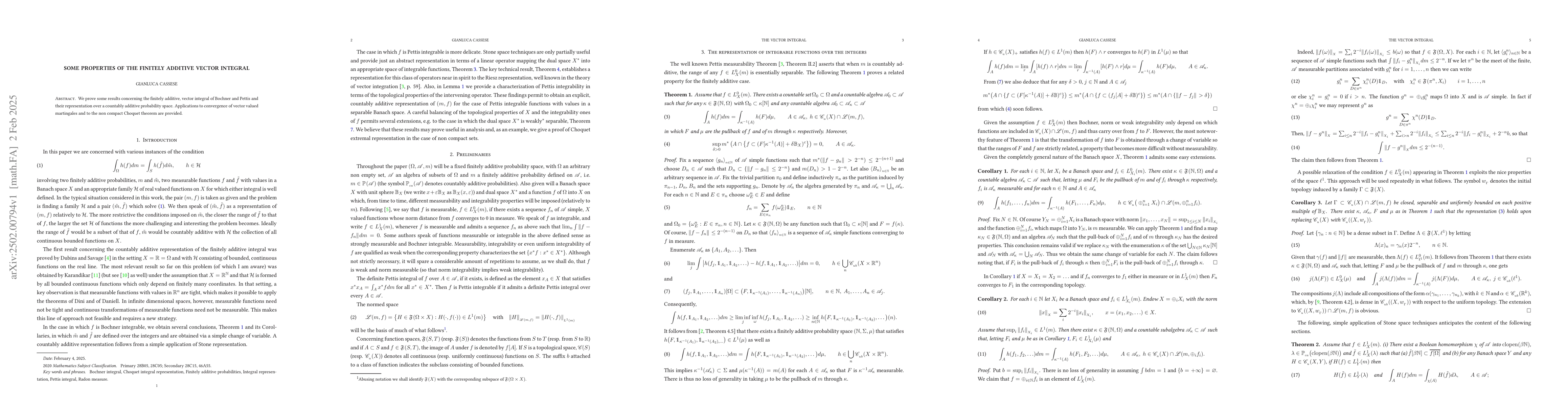 Thumbnail for Some Properties of The Finitely Additive Vector Integral