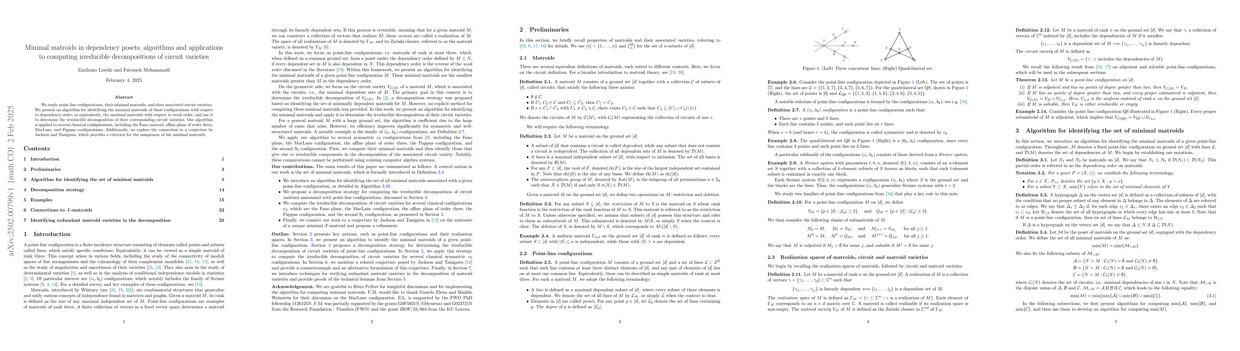 Thumbnail for Minimal matroids in dependency posets: algorithms and applications to
  computing irreducible decompositions of circuit varieties
