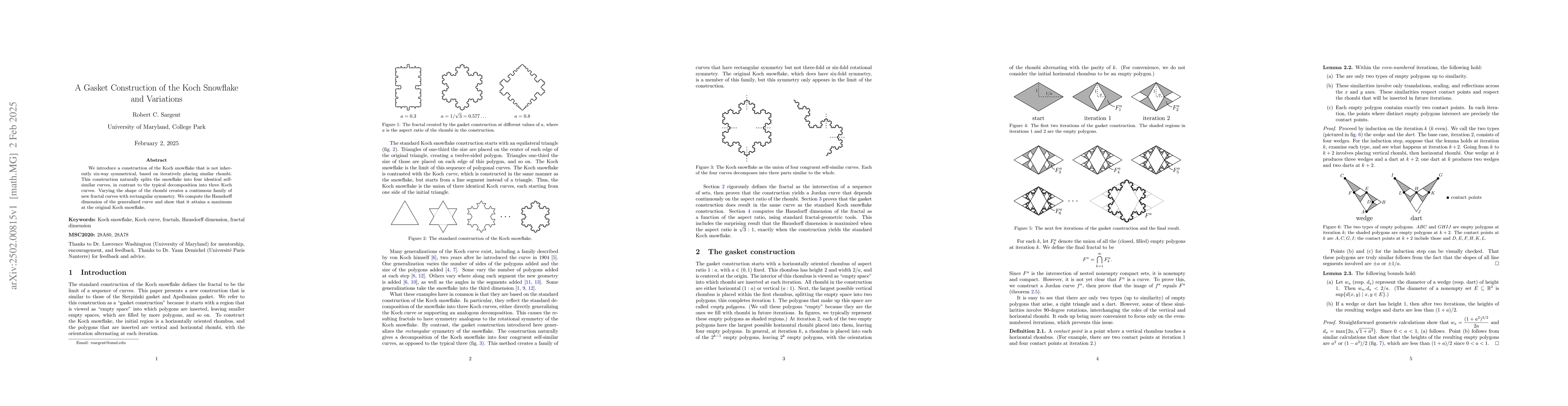 Thumbnail for A gasket construction of the Koch snowflake and variations