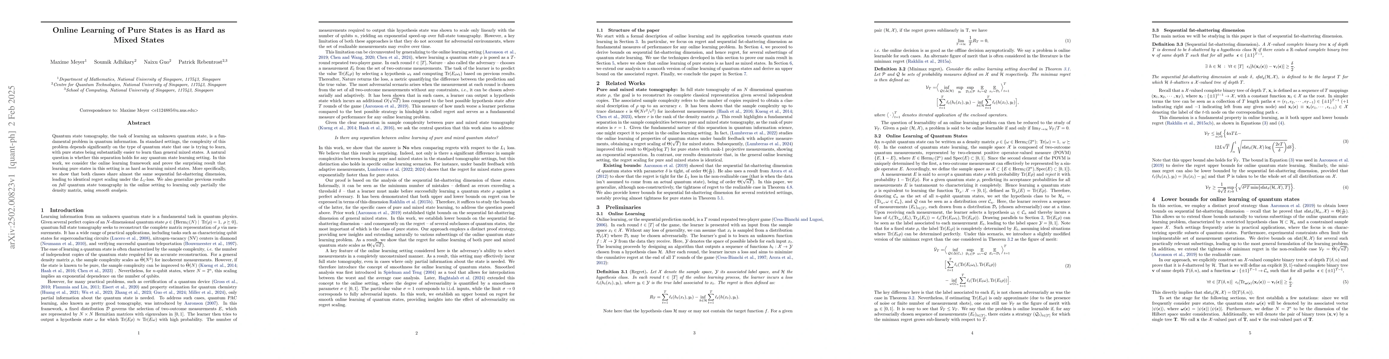 Thumbnail for Online Learning of Pure States is as Hard as Mixed States