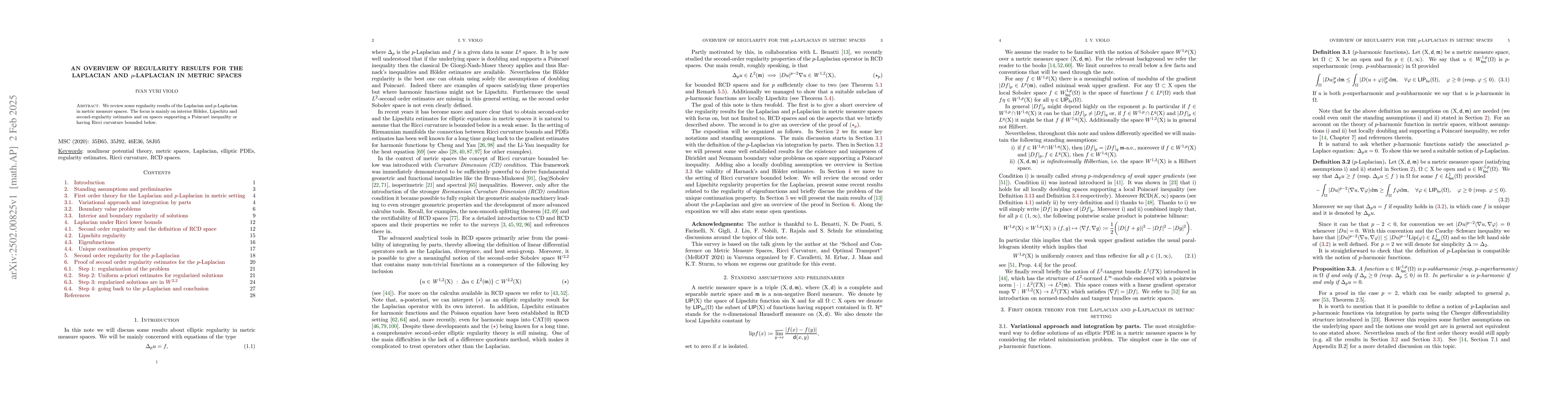 Thumbnail for An overview of regularity results for the Laplacian and $p$-Laplacian in
  metric spaces