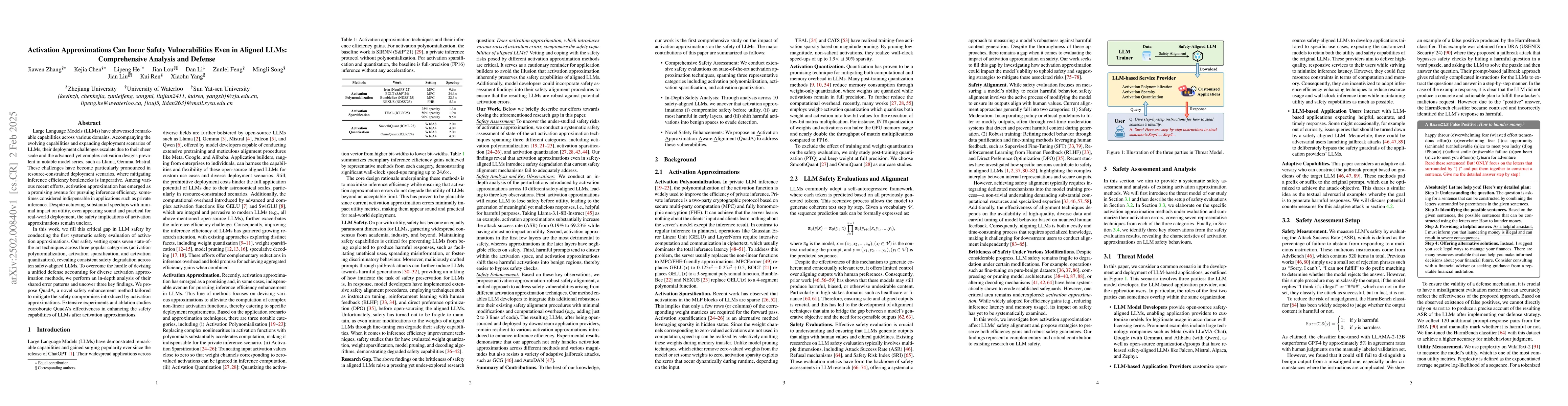 Thumbnail for Activation Approximations Can Incur Safety Vulnerabilities Even in
  Aligned LLMs: Comprehensive Analysis and Defense