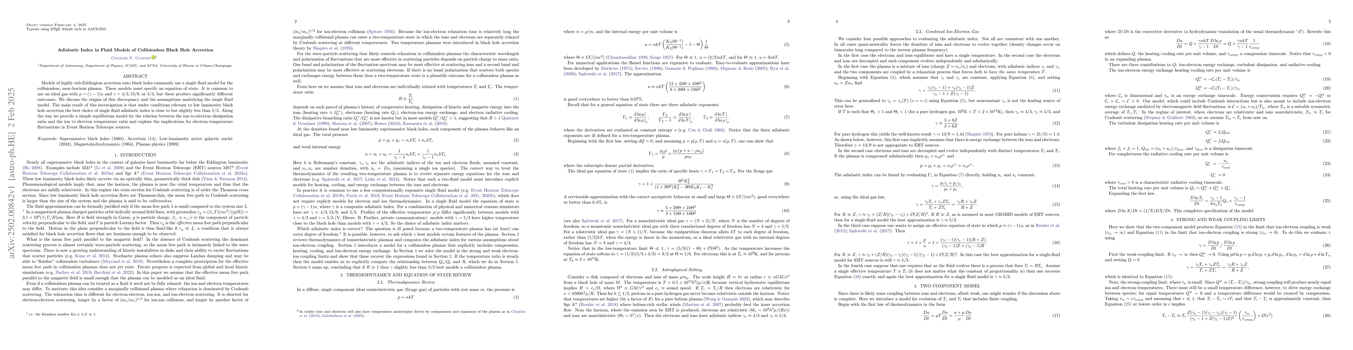 Thumbnail for Adiabatic Index in Fluid Models of Collisionless Black Hole Accretion