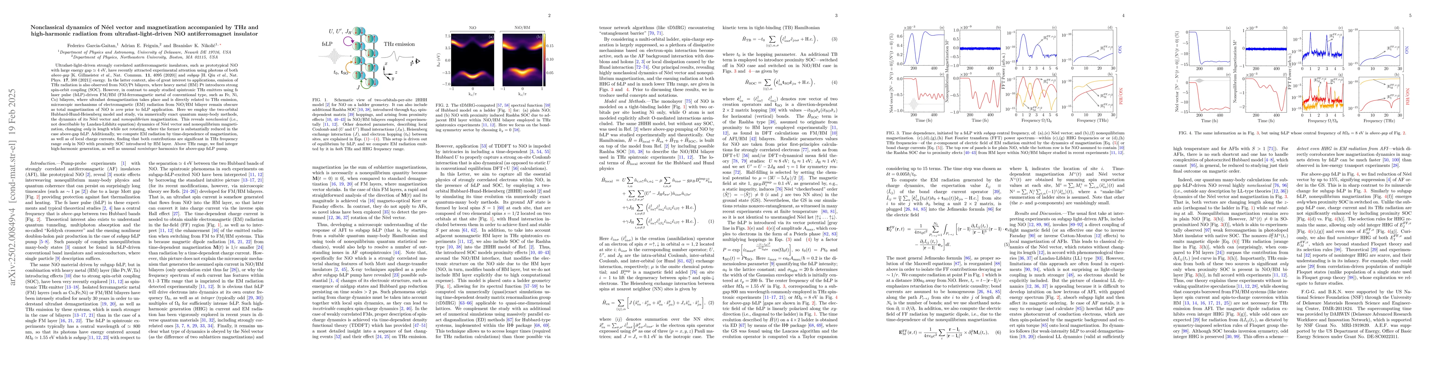 Thumbnail for Nonclassical dynamics of Néel vector and magnetization accompanied by
  THz and high-harmonic radiation from ultrafast-light-driven NiO
  antiferromagnet insulator