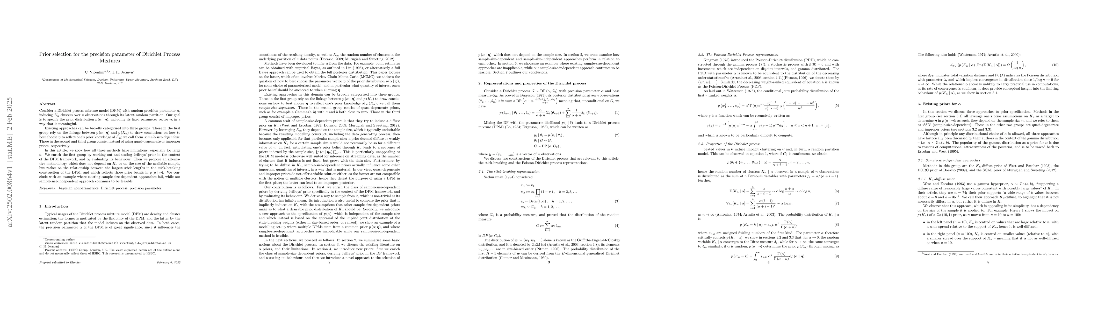 Thumbnail for Prior selection for the precision parameter of Dirichlet Process
  Mixtures