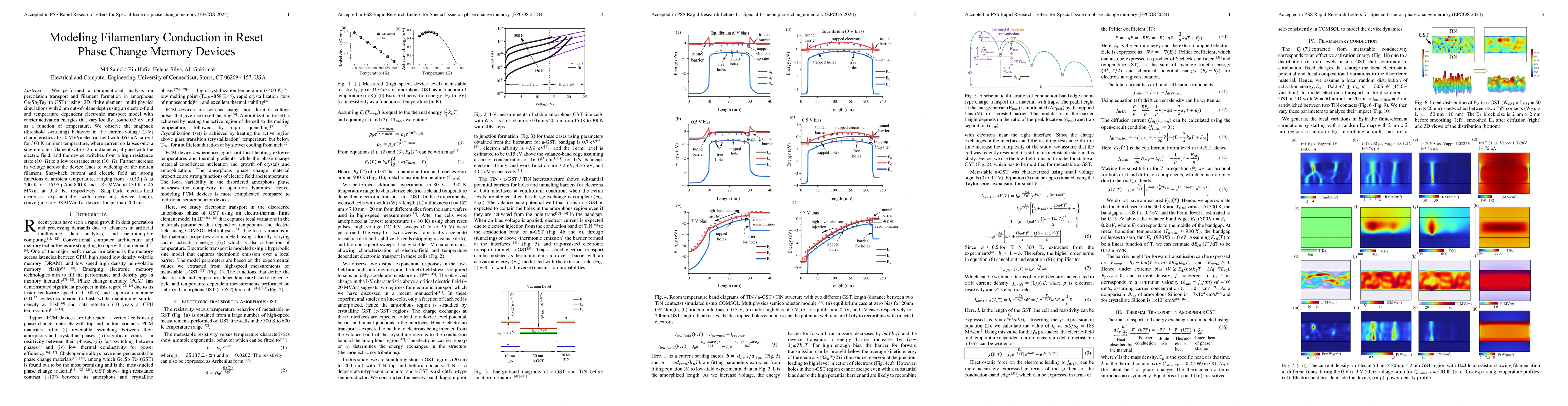 Thumbnail for Modeling Filamentary Conduction in Reset Phase Change Memory Devices