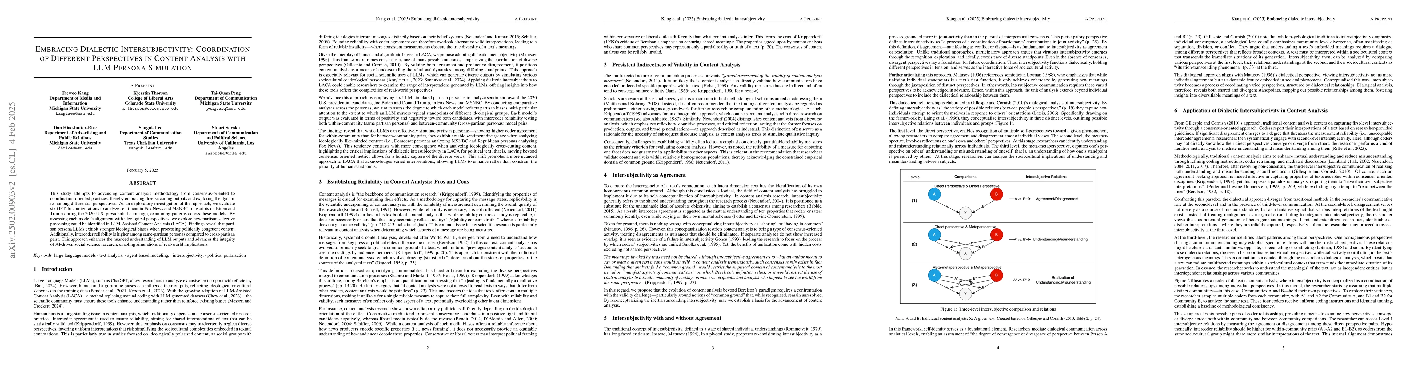 Thumbnail for Embracing Dialectic Intersubjectivity: Coordination of Different
  Perspectives in Content Analysis with LLM Persona Simulation