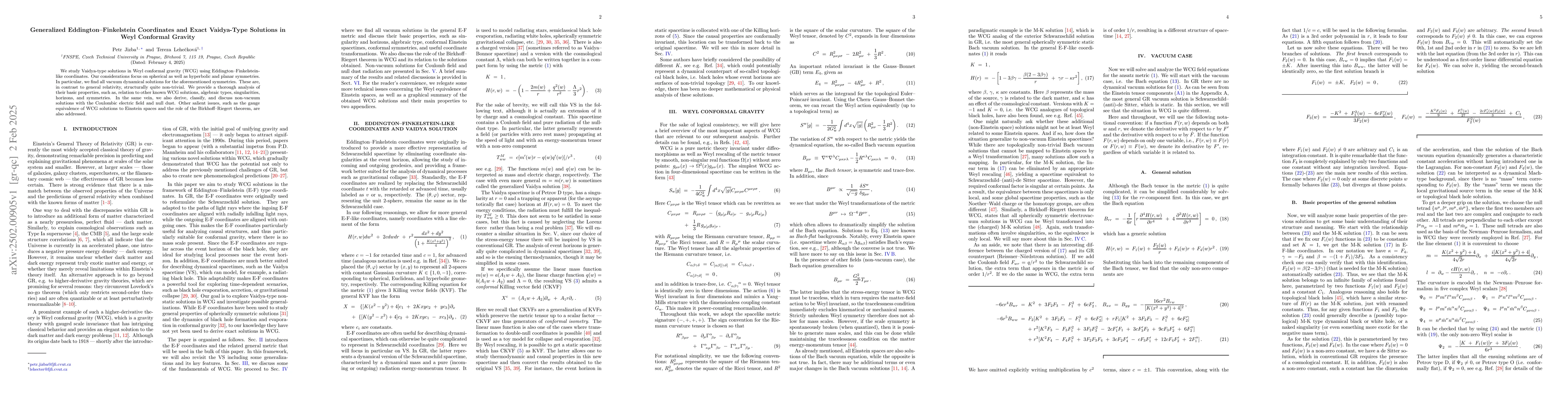 Thumbnail for Generalized Eddington--Finkelstein Coordinates and Exact Vaidya-Type
  Solutions in Weyl Conformal Gravity