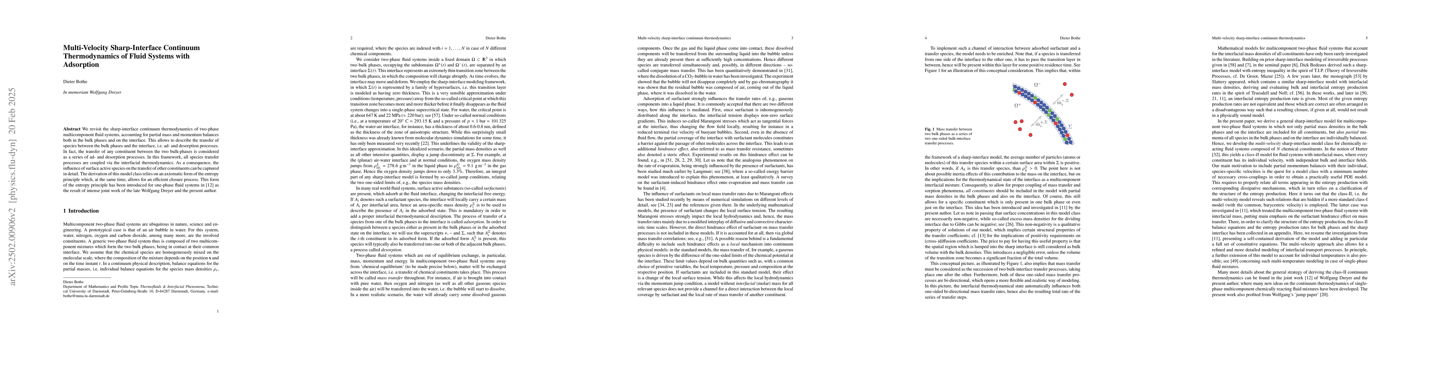 Thumbnail for Multi-Velocity Sharp-Interface Continuum Thermodynamics of Fluid Systems
  with Adsorption