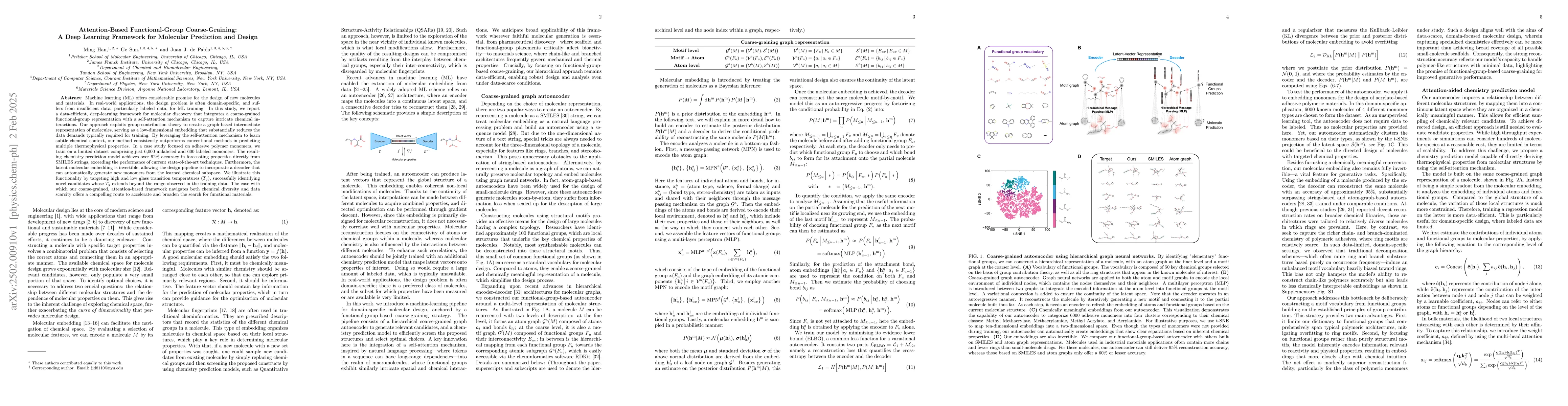 Thumbnail for Attention-Based Functional-Group Coarse-Graining: A Deep Learning
  Framework for Molecular Prediction and Design