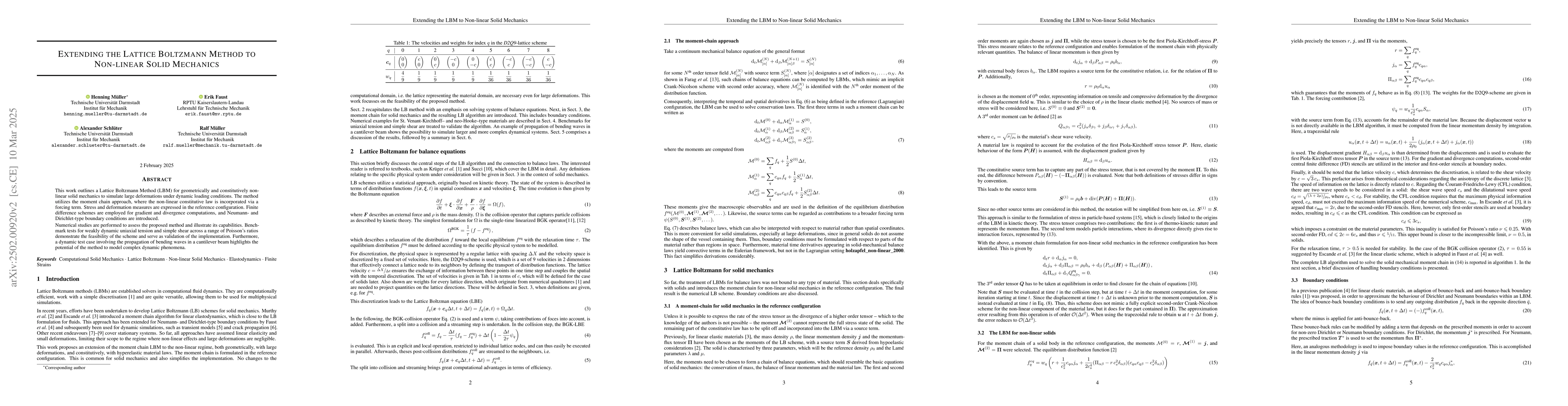 Thumbnail for Extending the Lattice Boltzmann Method to Non-linear Solid Mechanics