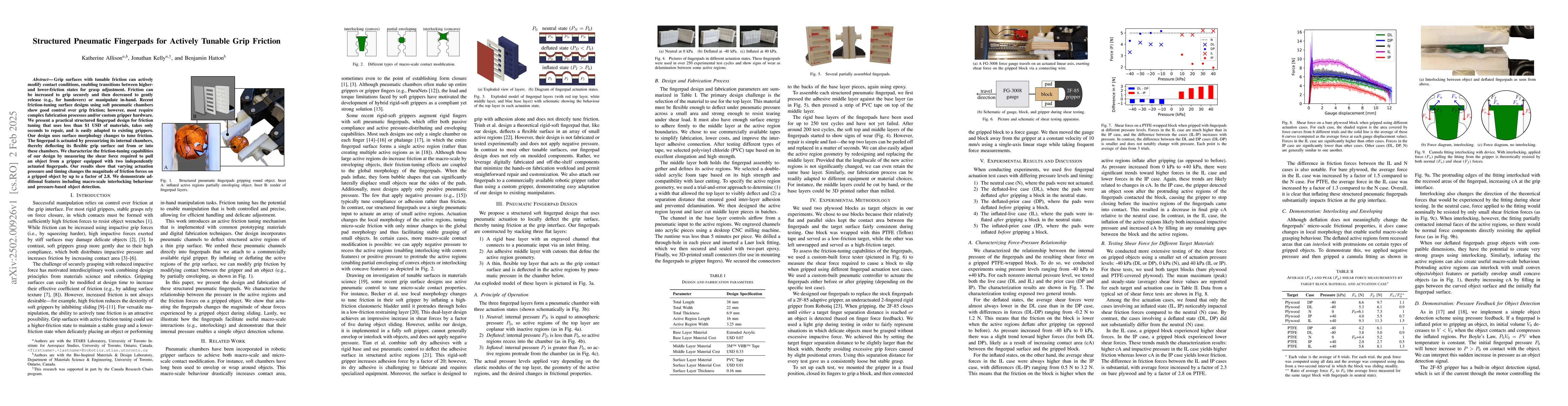 Thumbnail for Structured Pneumatic Fingerpads for Actively Tunable Grip Friction