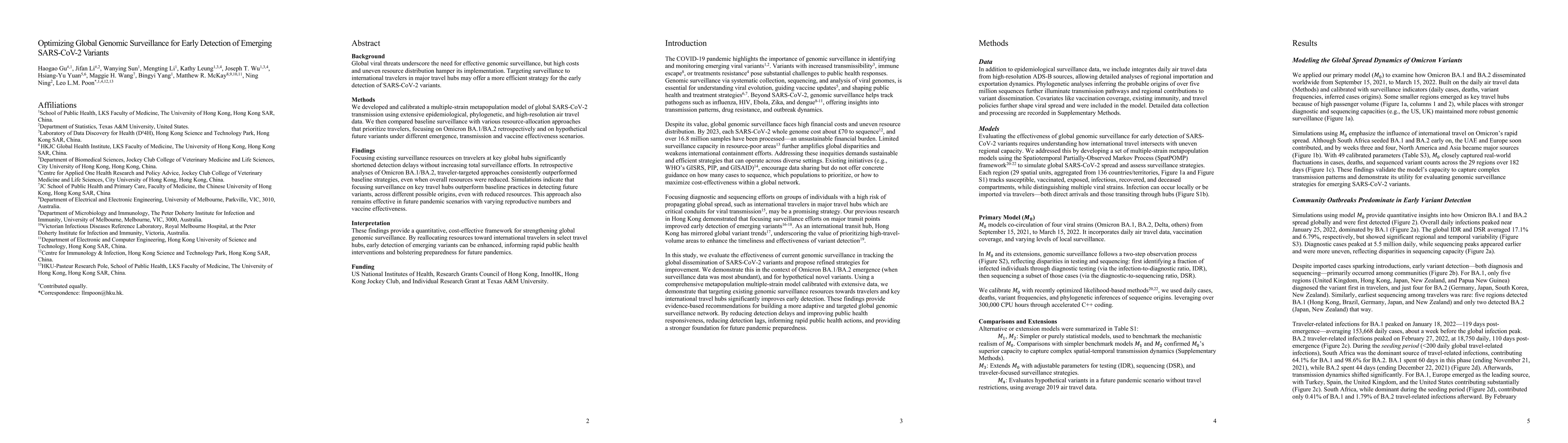 Thumbnail for Optimizing Global Genomic Surveillance for Early Detection of Emerging
  SARS-CoV-2 Variants