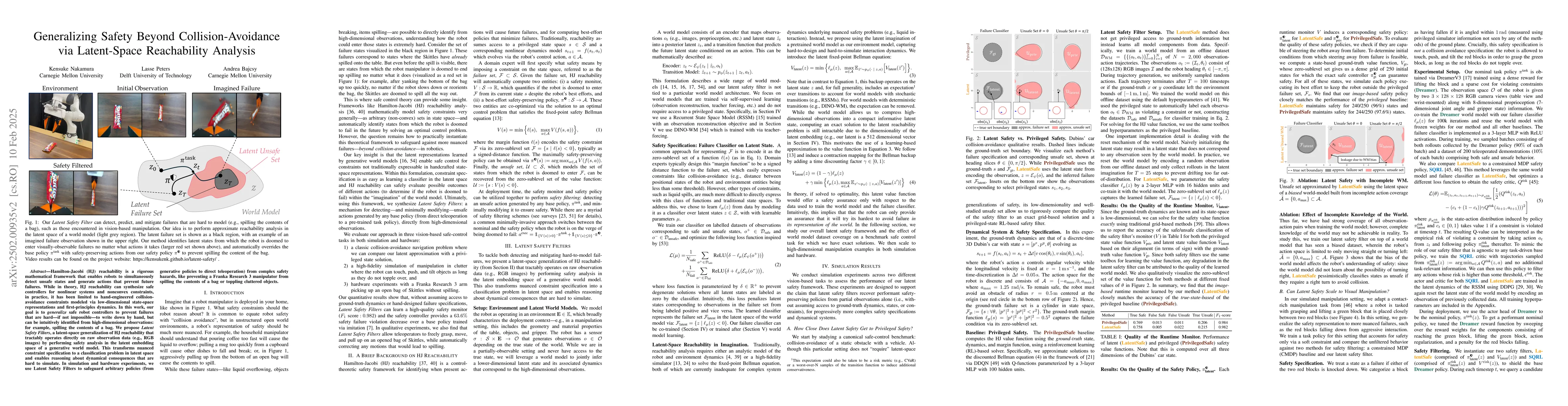 Thumbnail for Generalizing Safety Beyond Collision-Avoidance via Latent-Space
  Reachability Analysis