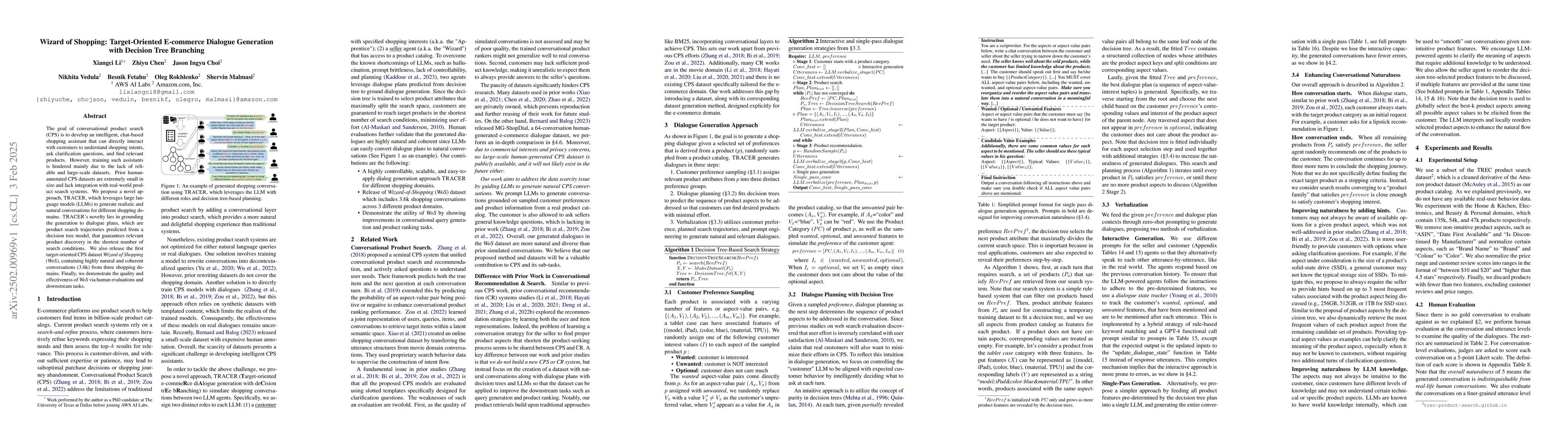 Thumbnail for Wizard of Shopping: Target-Oriented E-commerce Dialogue Generation with
  Decision Tree Branching