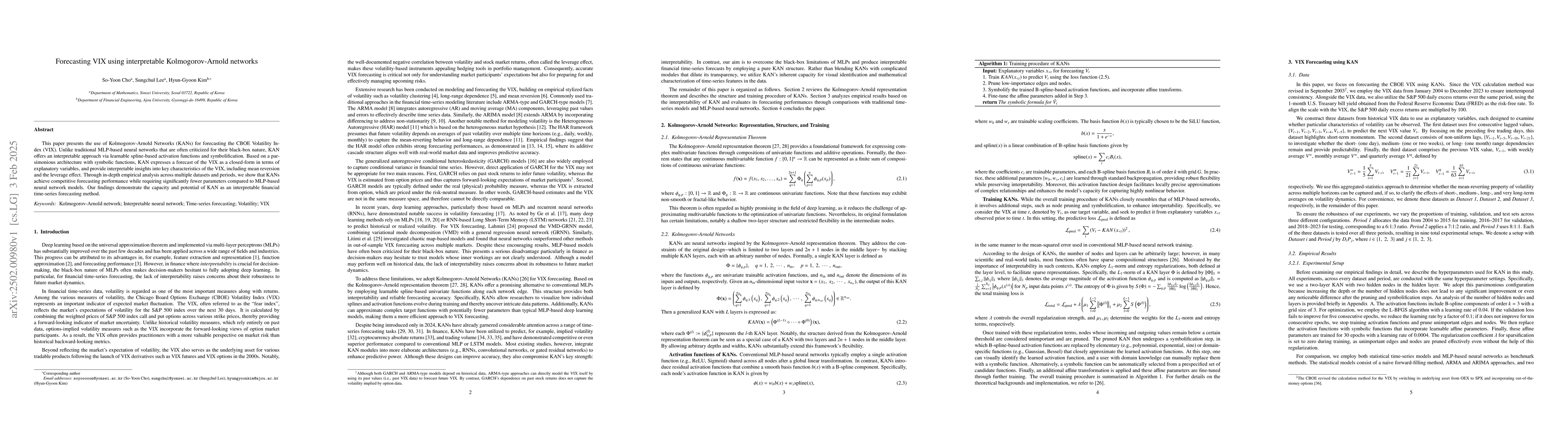 Thumbnail for Forecasting VIX using interpretable Kolmogorov-Arnold networks