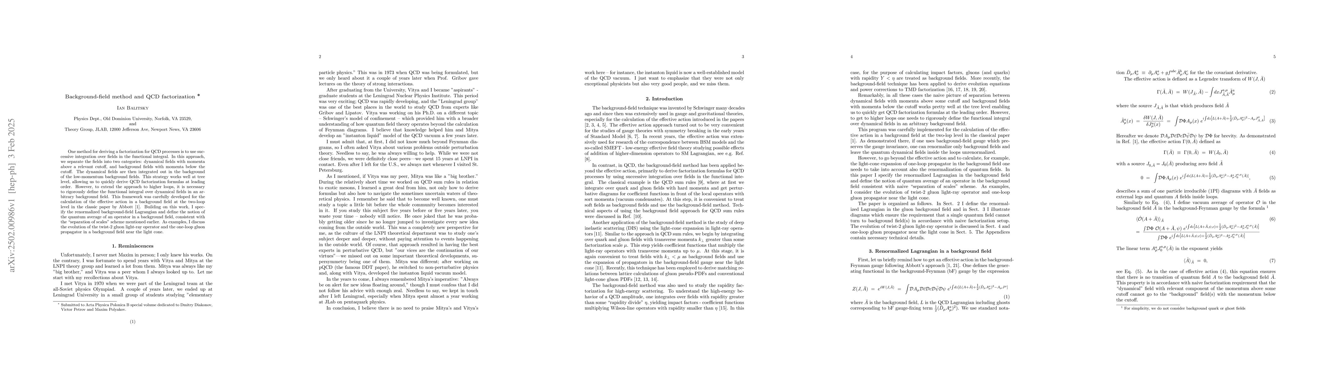 Thumbnail for Background-field method and QCD factorization