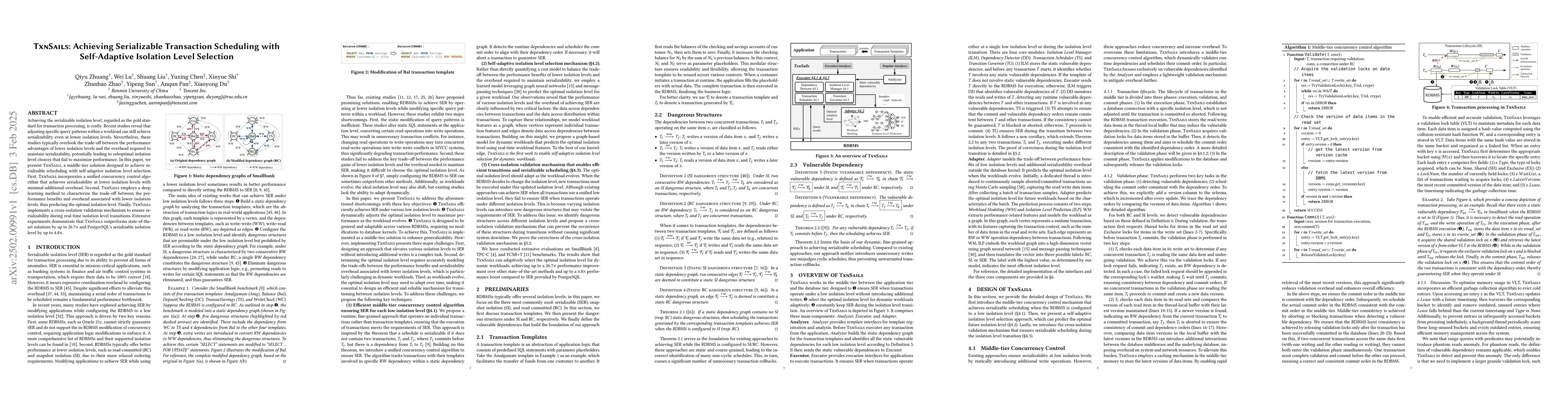 Thumbnail for TxnSails: Achieving Serializable Transaction Scheduling with
  Self-Adaptive Isolation Level Selection