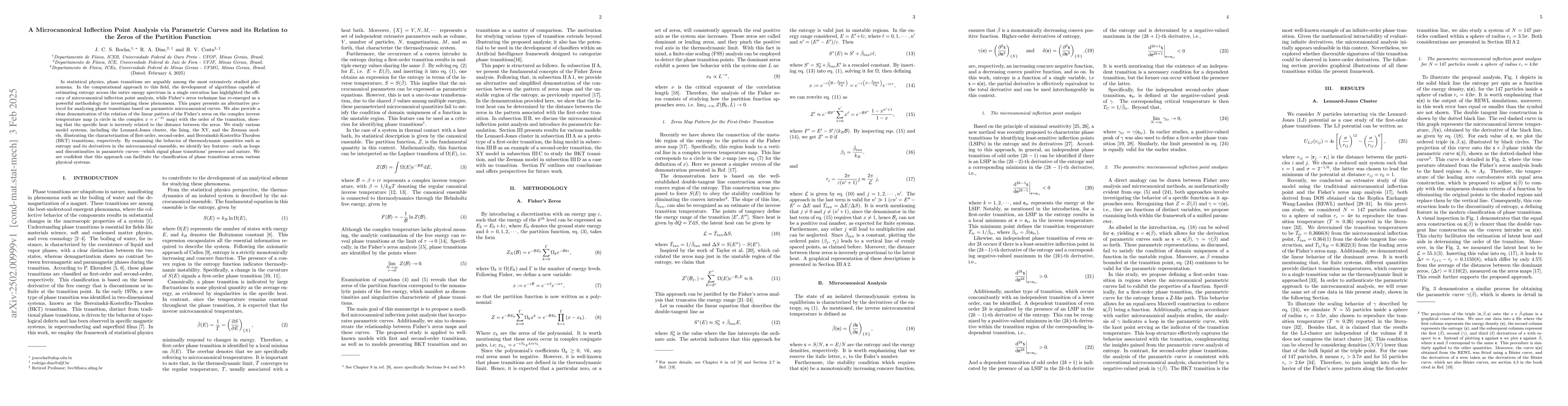 Thumbnail for A Microcanonical Inflection Point Analysis via Parametric Curves and its
  Relation to the Zeros of the Partition Function