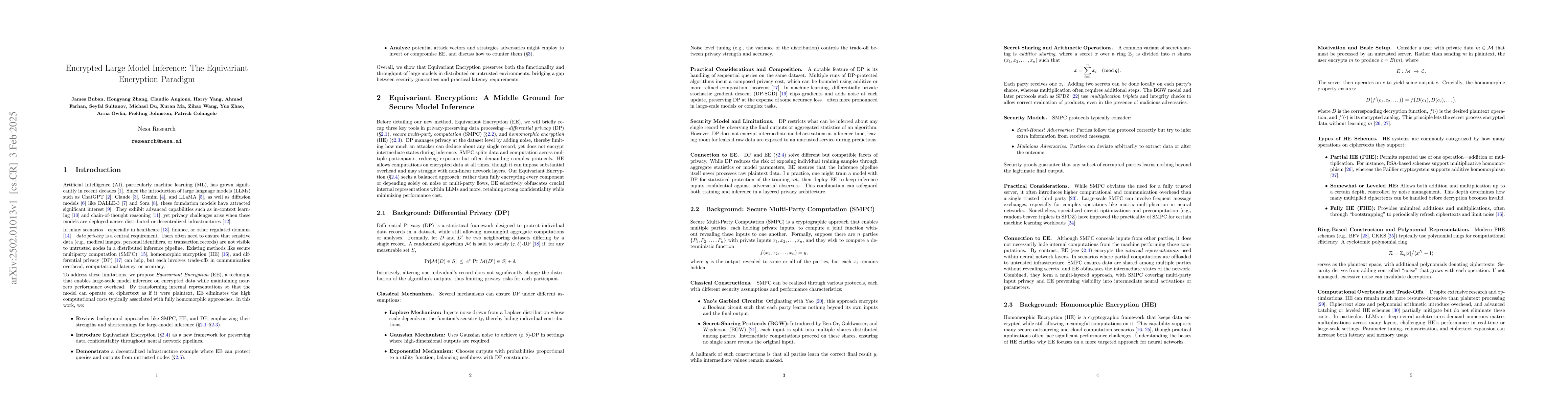 Thumbnail for Encrypted Large Model Inference: The Equivariant Encryption Paradigm