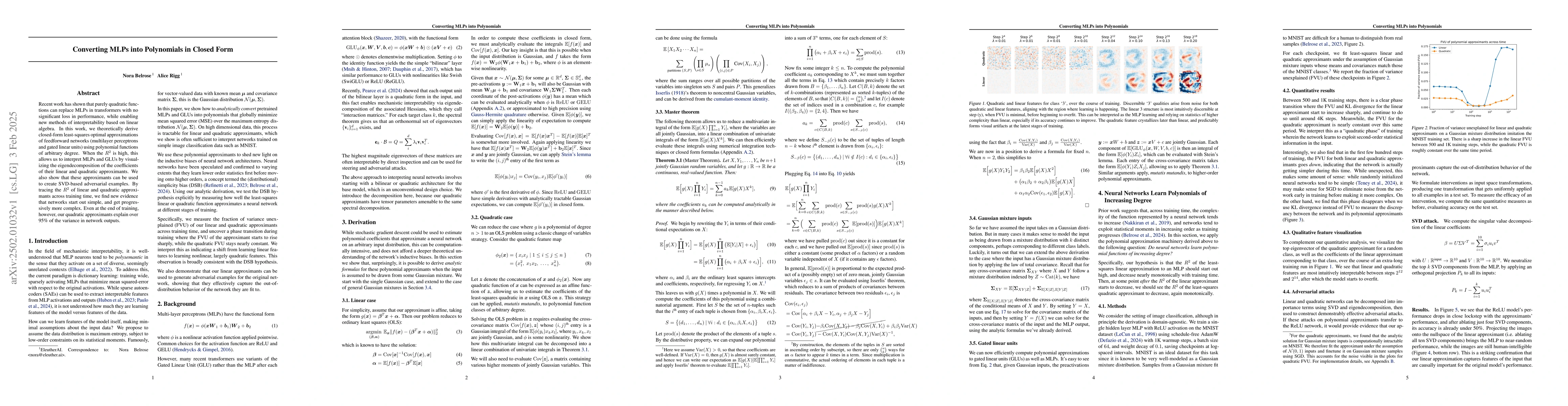 Thumbnail for Converting MLPs into Polynomials in Closed Form