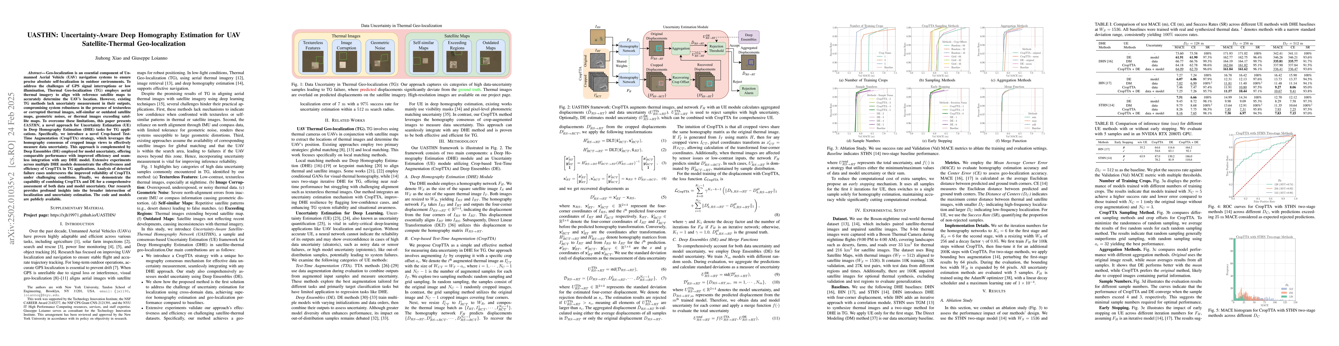 Thumbnail for UASTHN: Uncertainty-Aware Deep Homography Estimation for UAV
  Satellite-Thermal Geo-localization