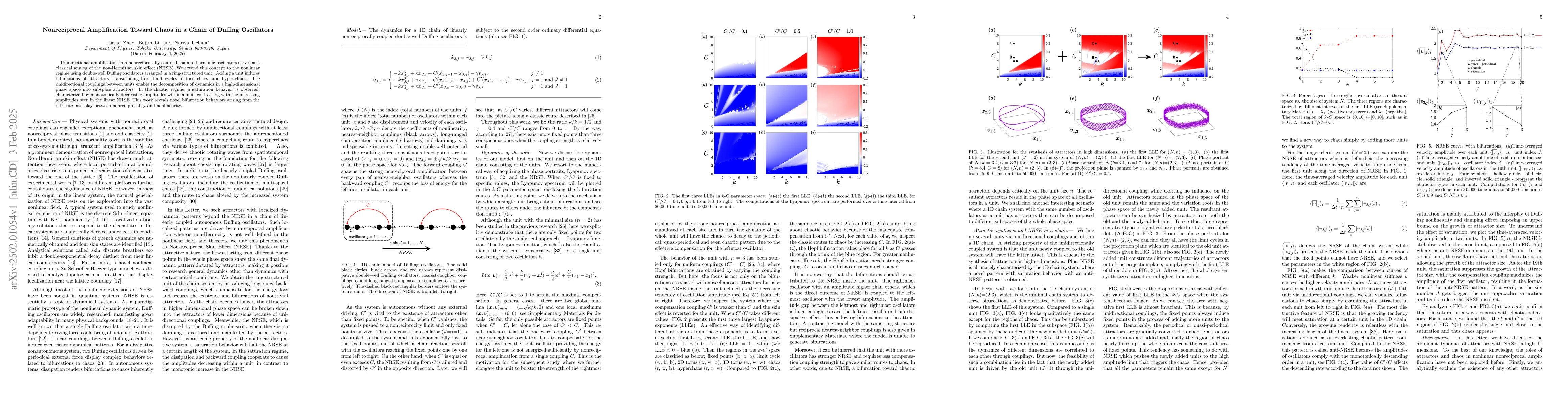 Thumbnail for Nonreciprocal Amplification Toward Chaos in a Chain of Duffing
  Oscillators