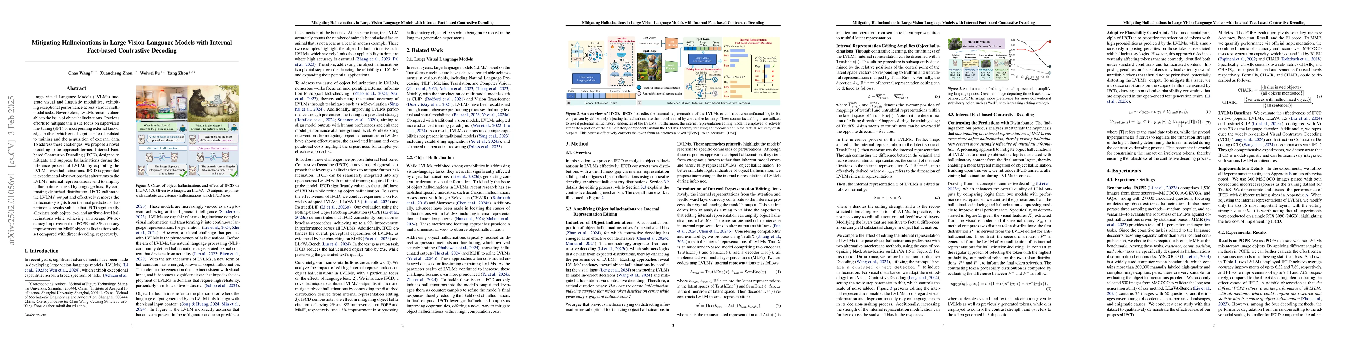 Thumbnail for Mitigating Hallucinations in Large Vision-Language Models with Internal
  Fact-based Contrastive Decoding