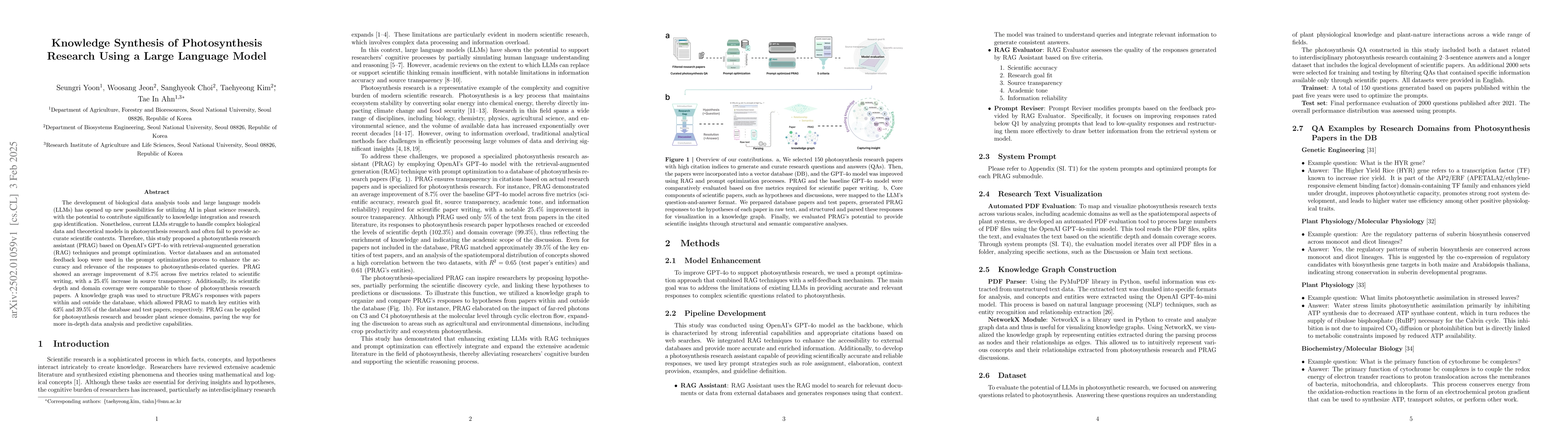 Thumbnail for Knowledge Synthesis of Photosynthesis Research Using a Large Language
  Model