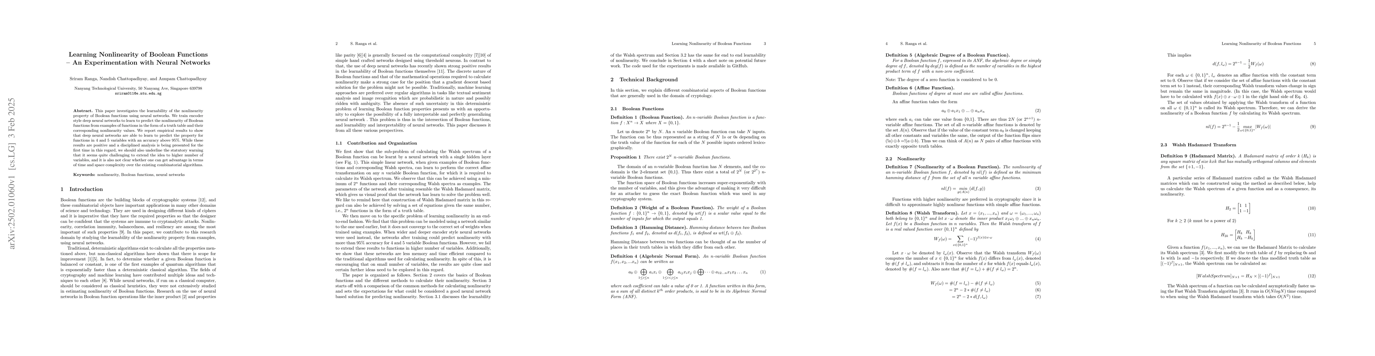 Thumbnail for Learning Nonlinearity of Boolean Functions: An Experimentation with
  Neural Networks