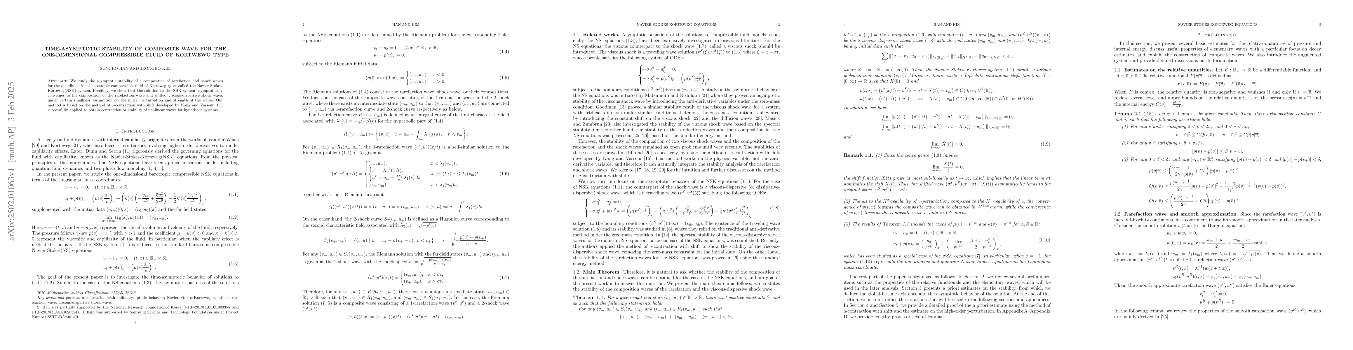 Thumbnail for Time-asymptotic stability of composite wave for the one-dimensional
  compressible fluid of Kortwewg type