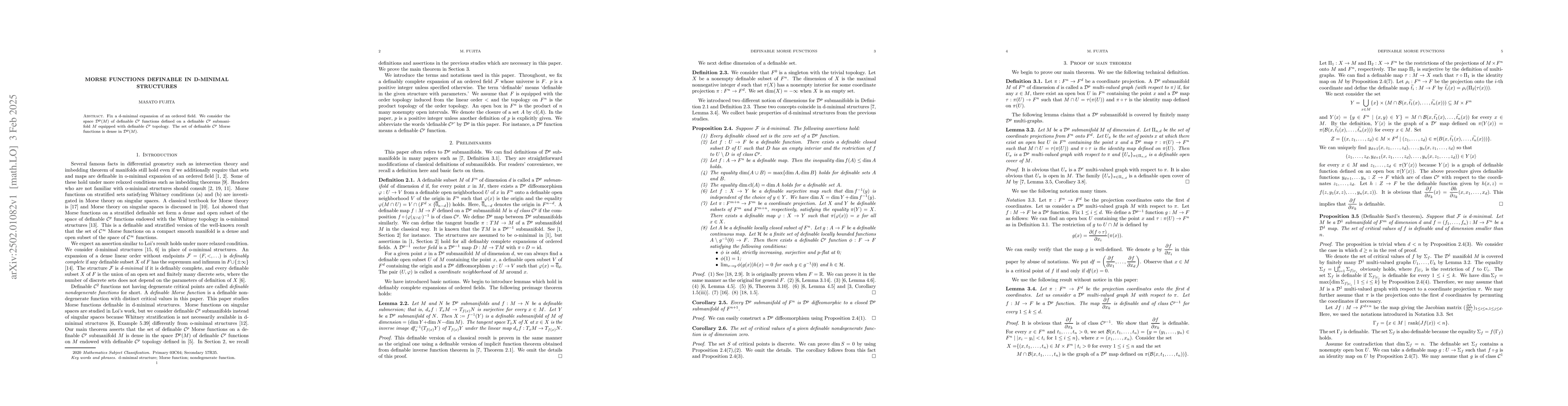 Thumbnail for Morse functions definable in d-minimal structures