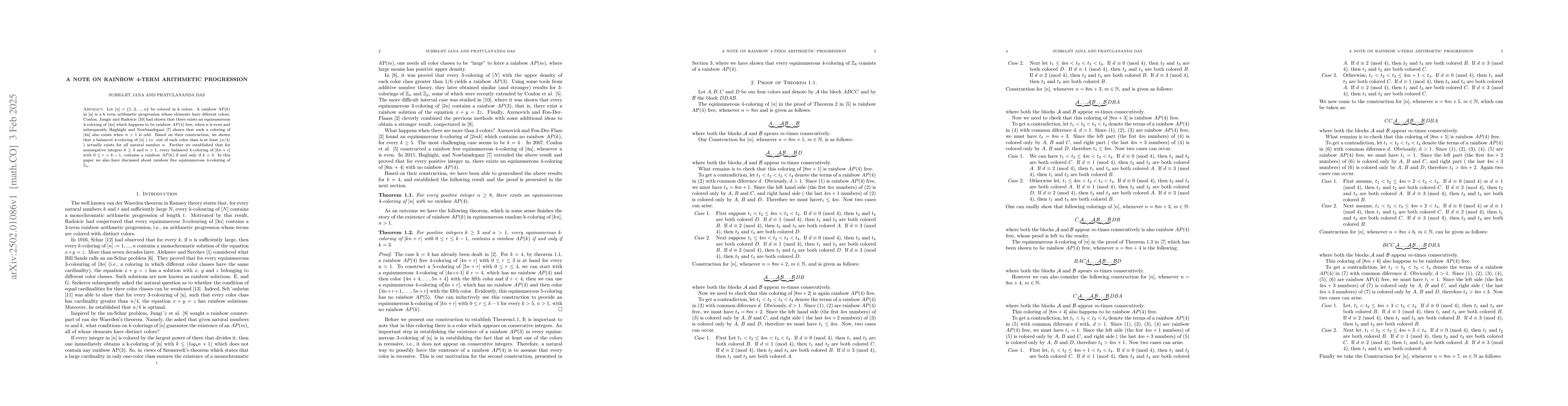Thumbnail for A Note On Rainbow 4-Term Arithmetic Progression
