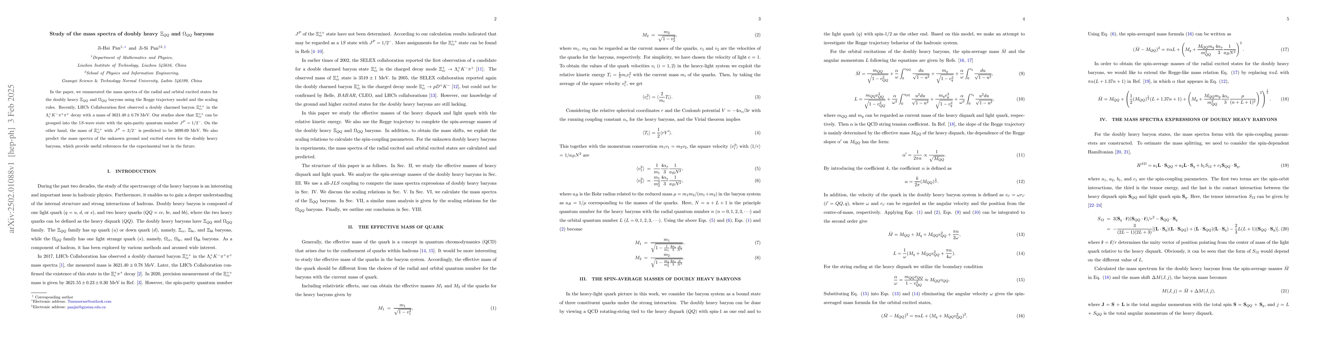 Thumbnail for Study of the mass spectra of doubly heavy $Ξ_{QQ}$ and $Ω_{QQ}$
  baryons