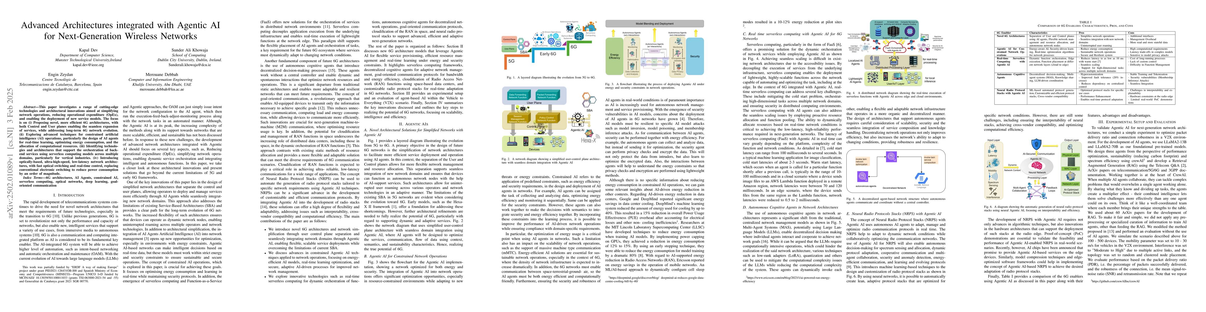 Thumbnail for Advanced Architectures Integrated with Agentic AI for Next-Generation
  Wireless Networks