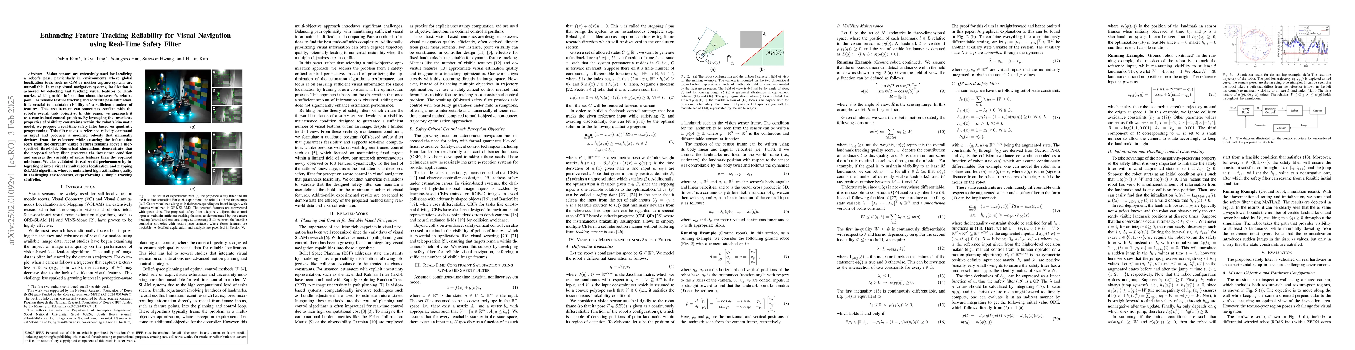 Thumbnail for Enhancing Feature Tracking Reliability for Visual Navigation using
  Real-Time Safety Filter