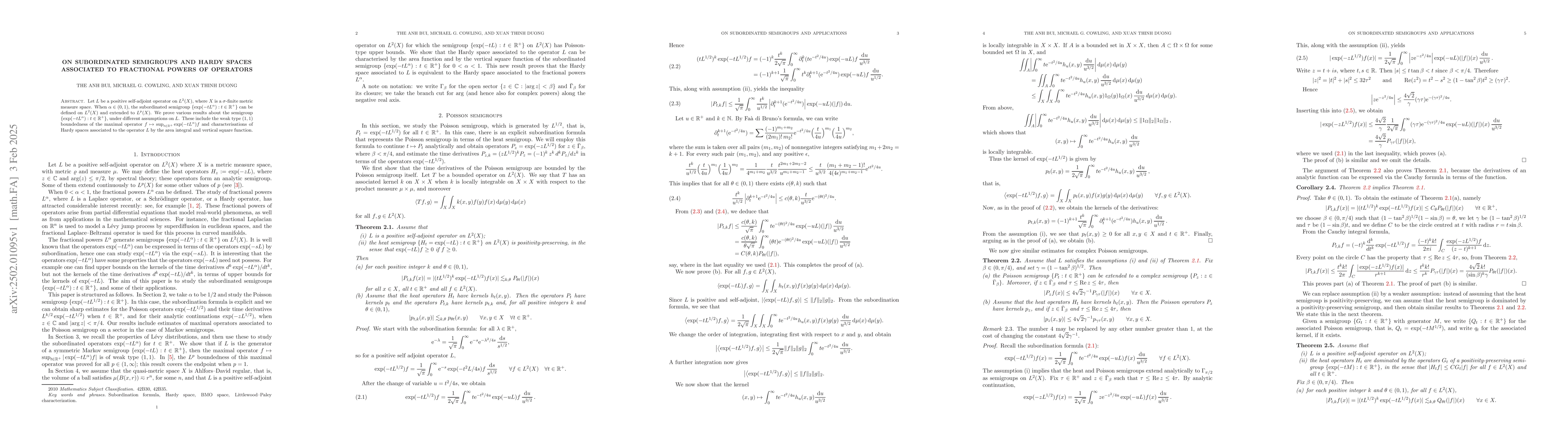 Thumbnail for On subordinated semigroups and Hardy spaces associated to fractional
  powers of operators